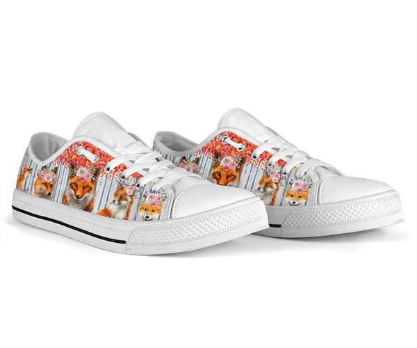 Fox - Flowers - Low Top Shoe - Love Love Top Shoes