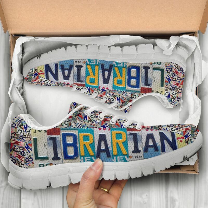 Librarian License Plates Sneakers, Runni- Love Sneakers