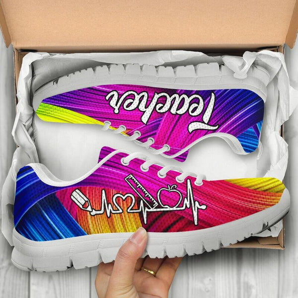 Teacher Rainbow Sneakers, Running Shoes, Shoes For Women, Shoes For Men, Custom Shoes, L- Love Sneakers