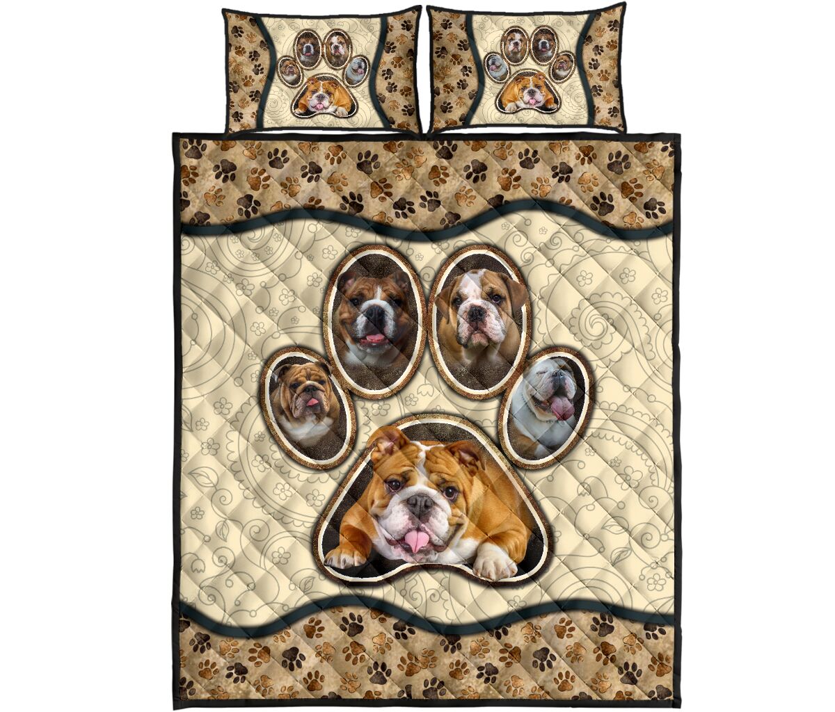 Bulldog Paw Vintage - Bed Set - Love Quilt Bedding Set
