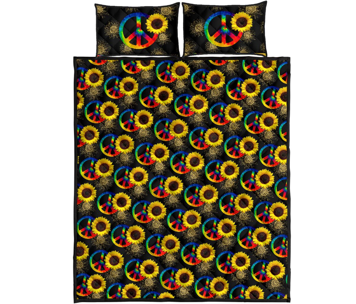 Hippie - Sunflower - Quilt Bed Set 15 - Love Quilt Bedding Set