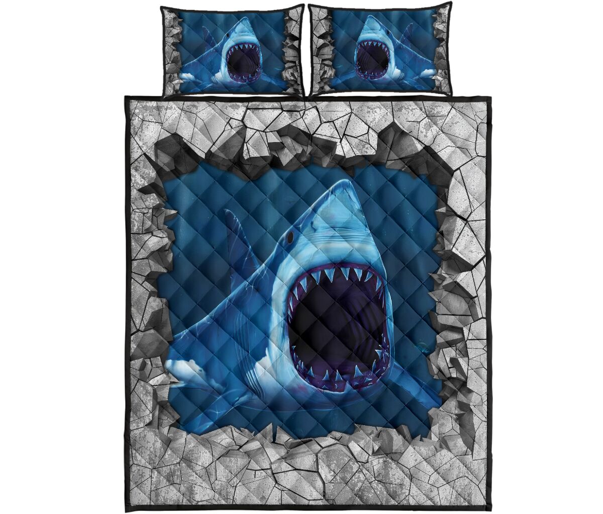 Shark Concrete Broken Quilt Bed Set - Love Quilt Bedding Set