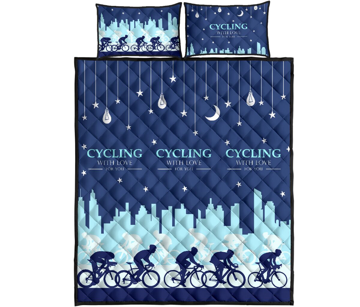 Cycling City - Quilt Bed Set - Love Quilt Bedding Set