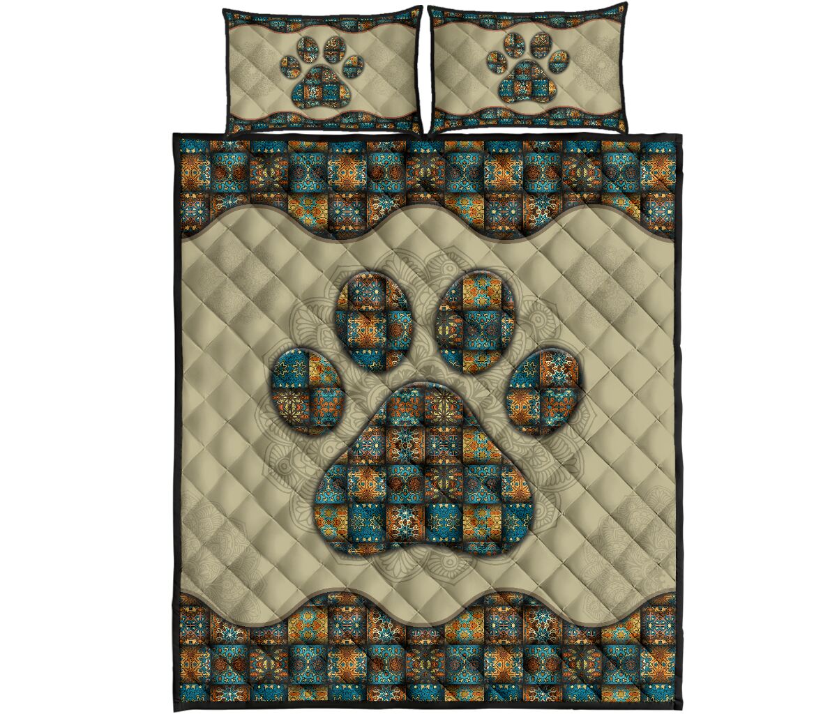 Quilt Bed Set - Dog - Mandala 64 - Love Quilt Bedding Set