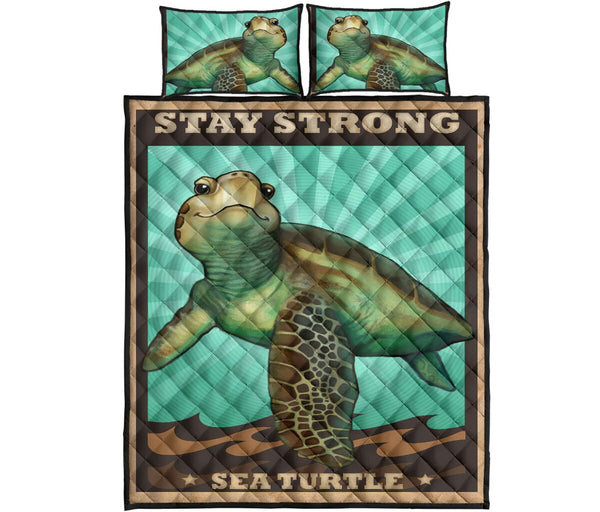 Turtle Stay Strong Quilt Bed Set - Love Quilt Bedding Set