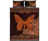 Butterfly Carving Leather Skin Style Quilt Bed Set - Love Quilt Bedding Set