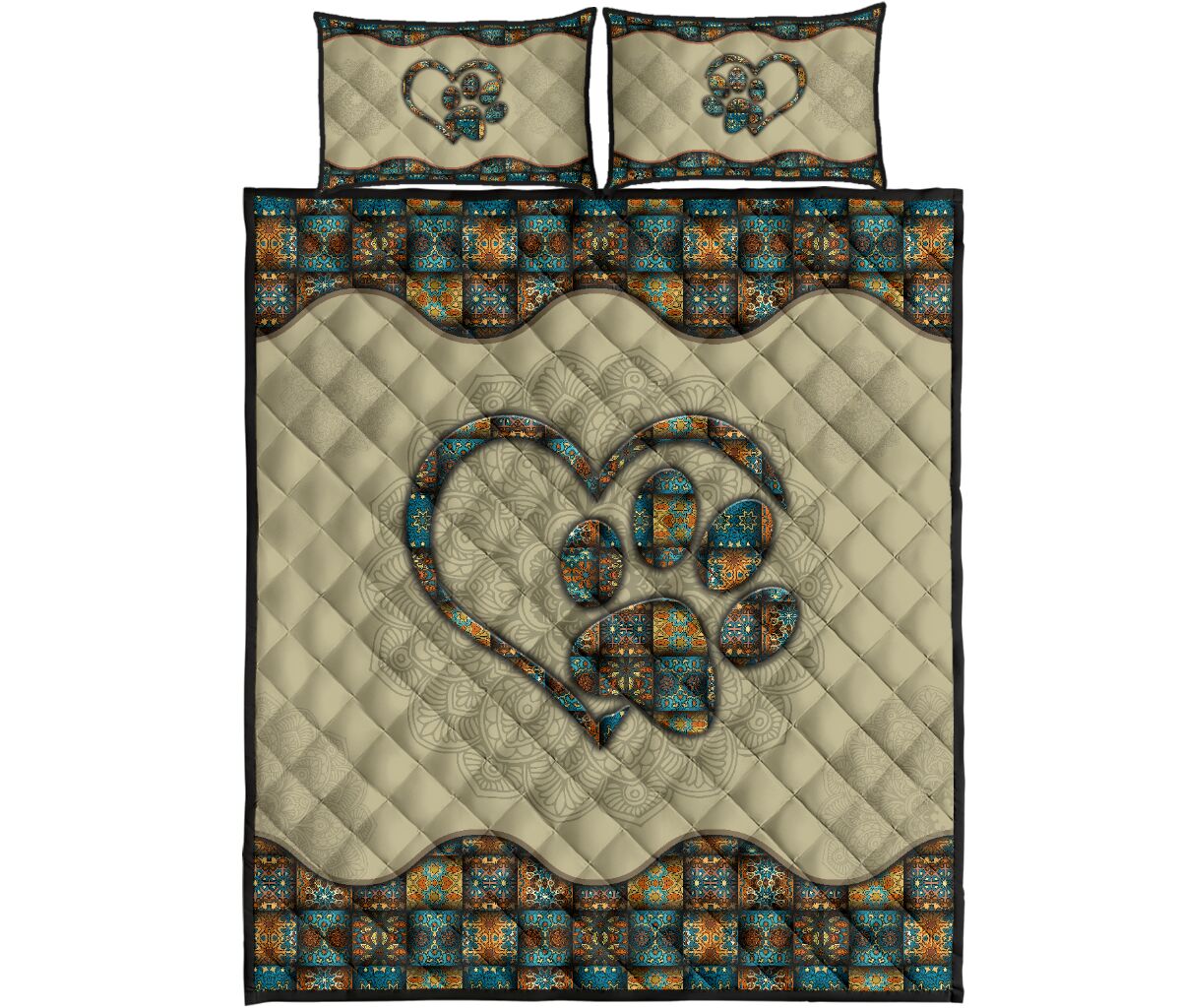 Quilt Bed Set - Mandala - Paw Heart 35 - Love Quilt Bedding Set