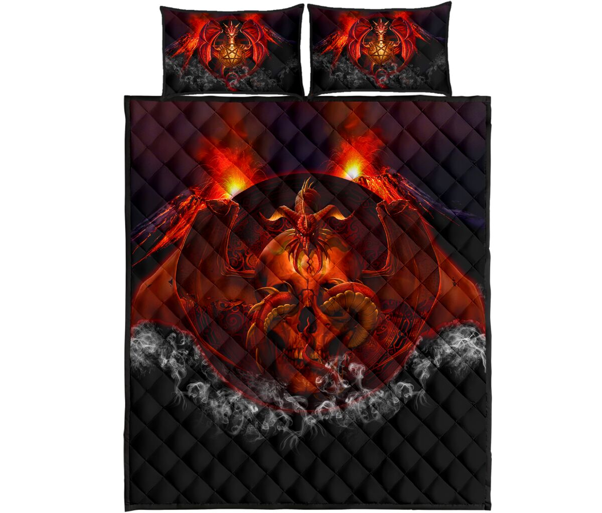 Dragon Lava Style Quilt Bed Set- Love Quilt Bedding Set