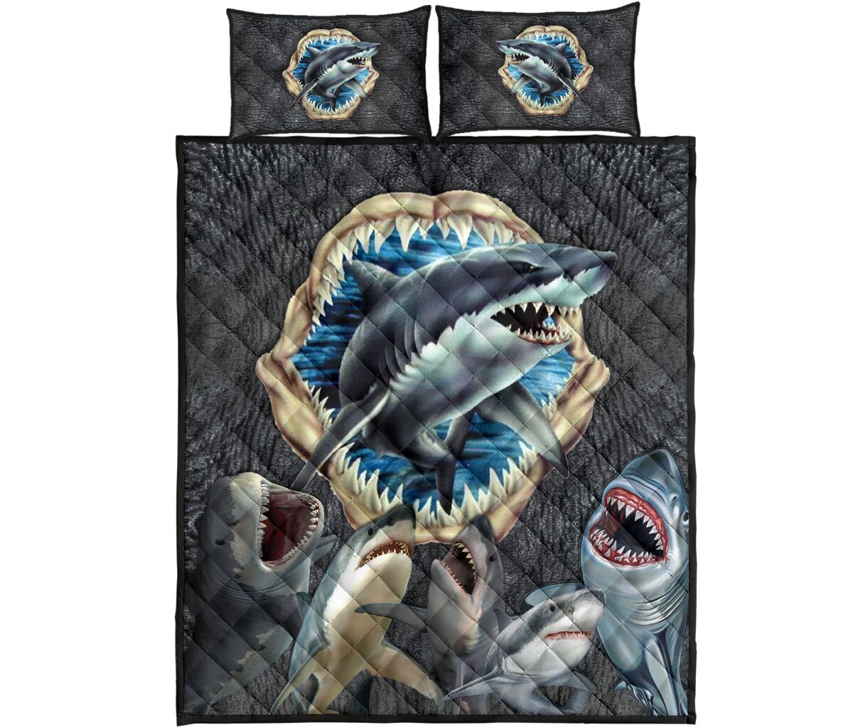 Shark Skin Background Real Style Quilt Bed Set - Love Quilt Bedding Set