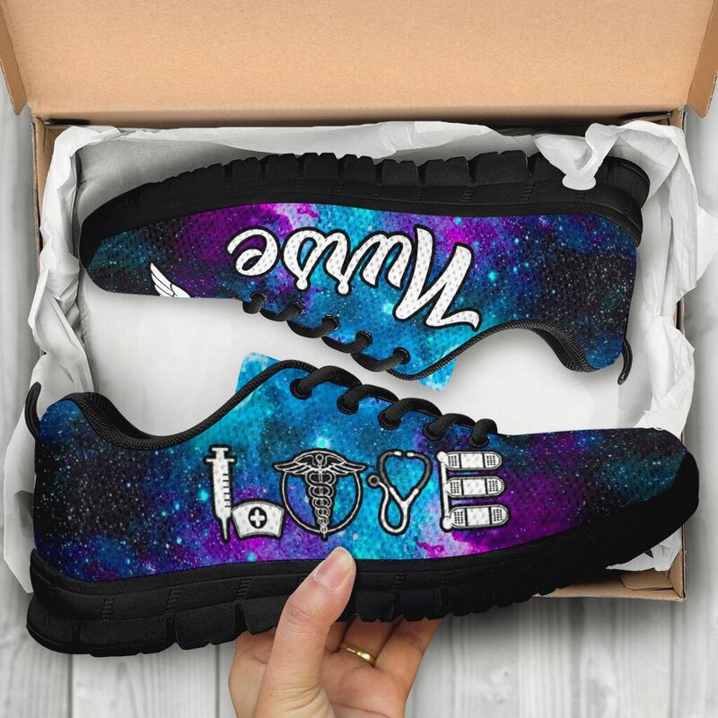 Nurse Love Galaxy Sneakers, Running Shoes, Shoes For Women, Shoes For Men, Custom Shoes, L- Love Sneakers