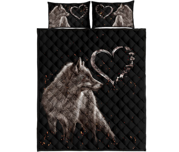 Fox Heart Quilt Bed Set - Love Quilt Bedding Set