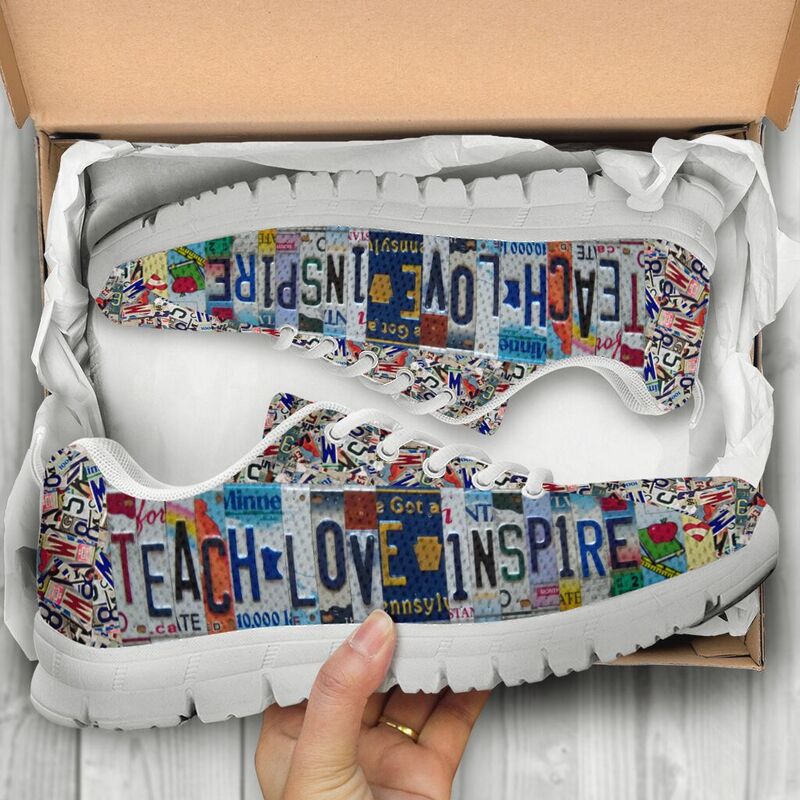 Teacher License Plates Sneakers, Runni- Love Sneakers