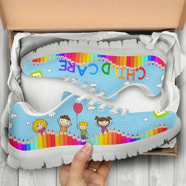 Child Care Abc Blue Sole White Sneakers, Runnin- Love Sneakers