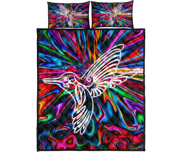 Hummingbird Animal Hippie Style Quilt Bed Set- Love Quilt Bedding Set