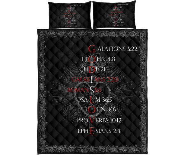 God Is Love Quilt Bed Set - Love Quilt Bedding Set