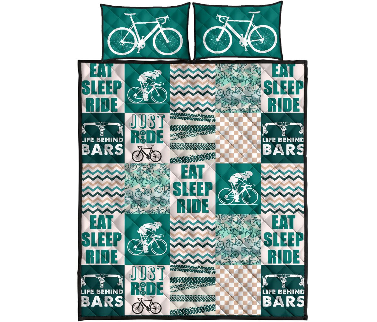 Road Bike Life Cycling Blue Pattern - Bed Set- Love Quilt Bedding Set