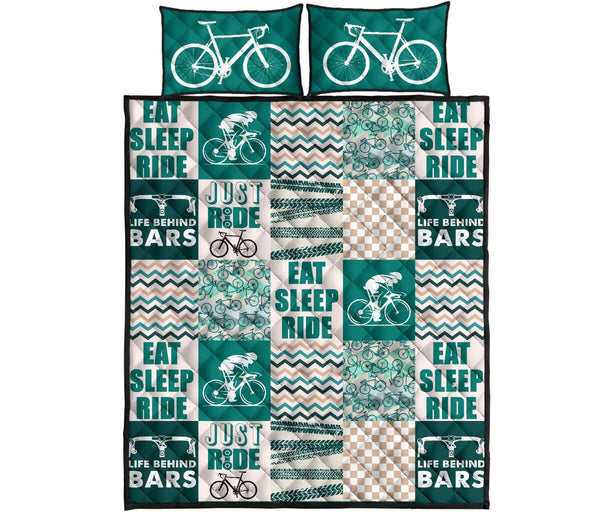 Road Bike Life Cycling Blue Pattern - Bed Set- Love Quilt Bedding Set