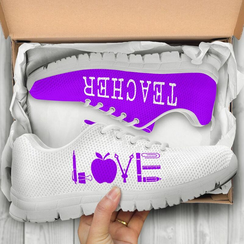 Teacher Love Purple White Kd Sneakers, Runni- Love Sneakers