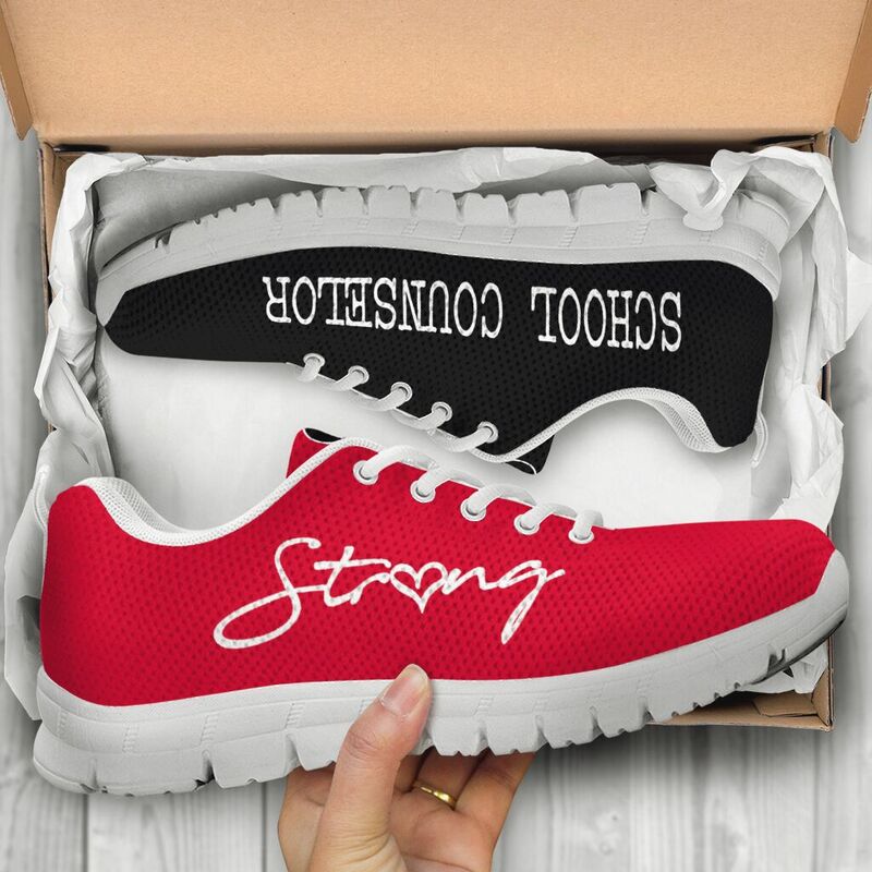 School Counselor Strong Red Black Kd Sneakers, Runni- Love Sneakers