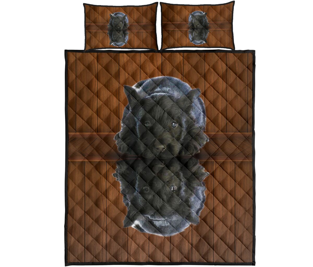 Scottish Terrier Dog Shadow Style Quilt Bed Set - Love Quilt Bedding Set