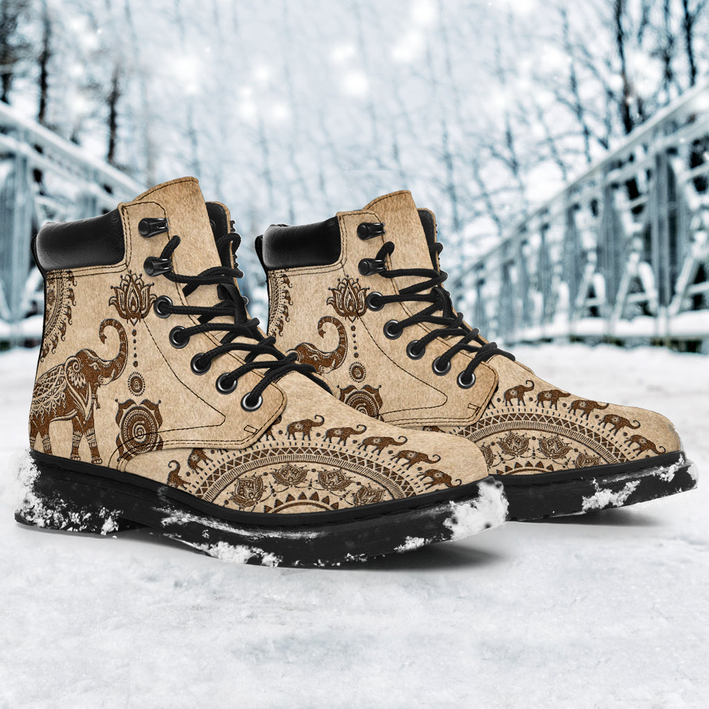 Elephant - Stylized Decorated Asboot Sky - Love All Season Boots