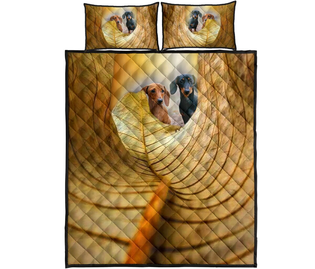 Dachshund Autumn - Quilt Bed Set - Love Quilt Bedding Set