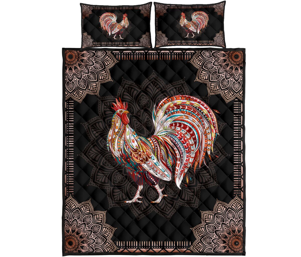 Cock Quilt Bed Set 4 - Love Quilt Bedding Set