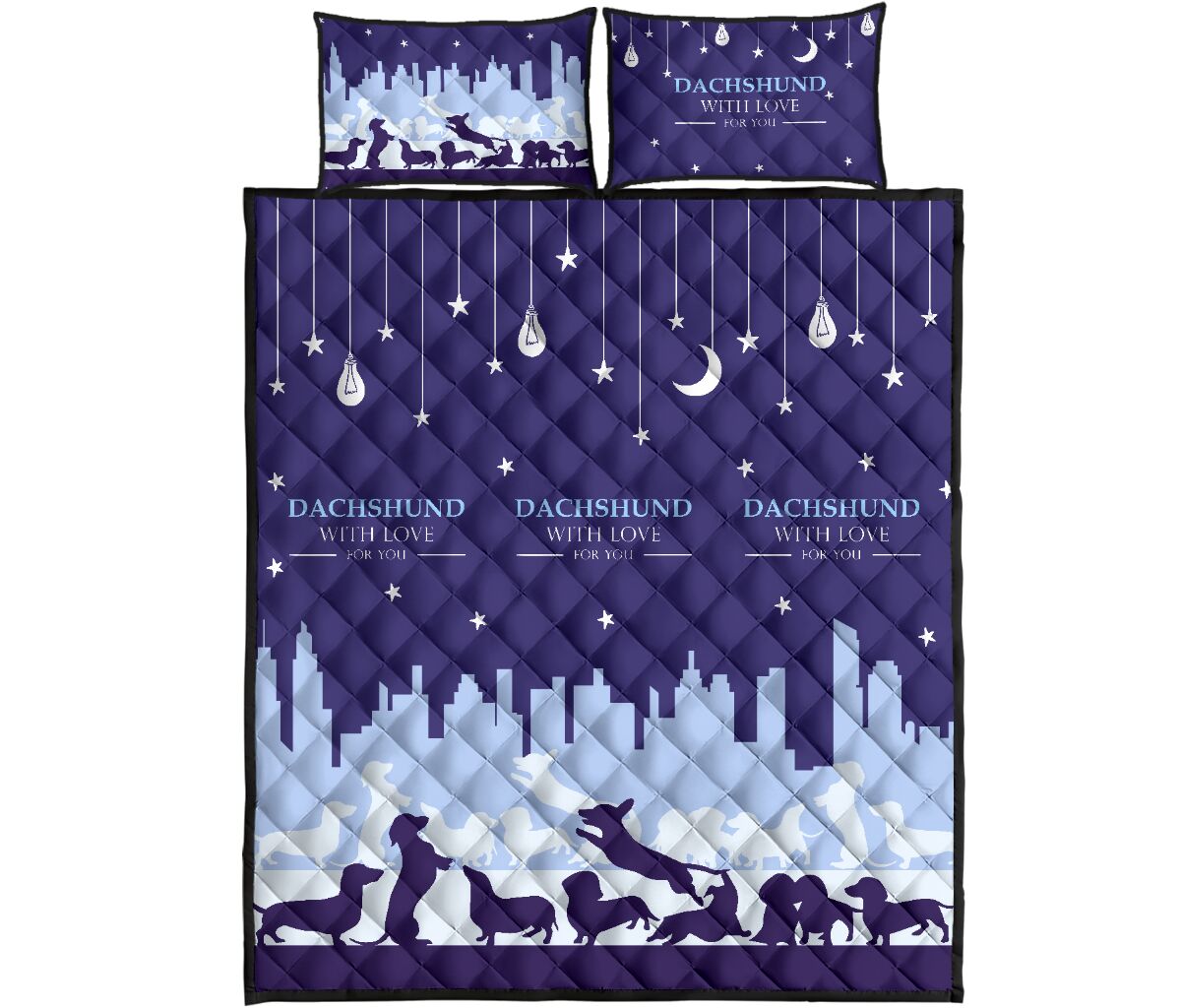 Dachshund City - Quilt Bed Set - Love Quilt Bedding Set