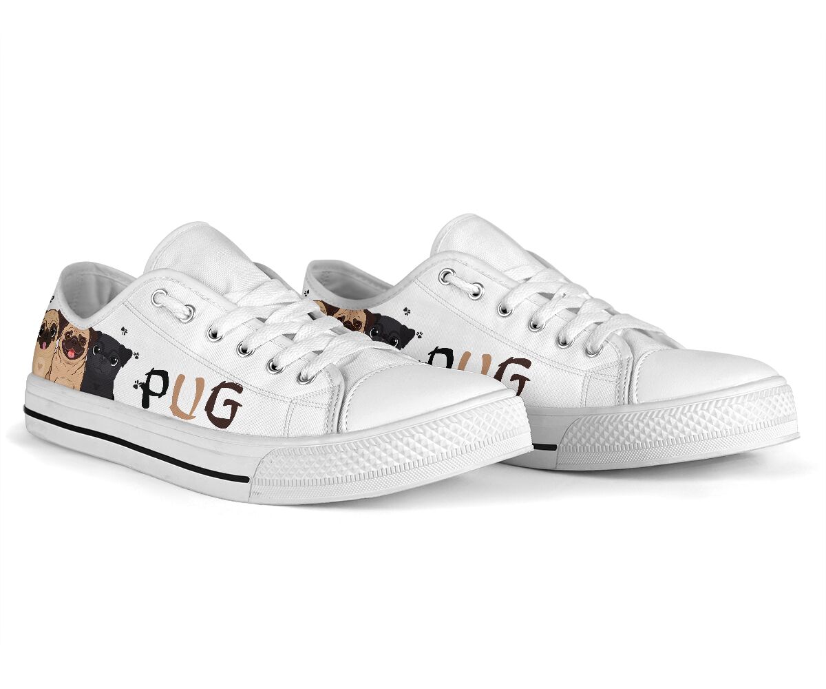 Pug Cartoon - Low Top Shoe - Love Love Top Shoes