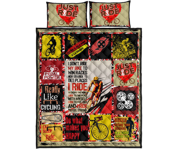 Cycling My Bike I Ride - Bed Set - Love Quilt Bedding Set