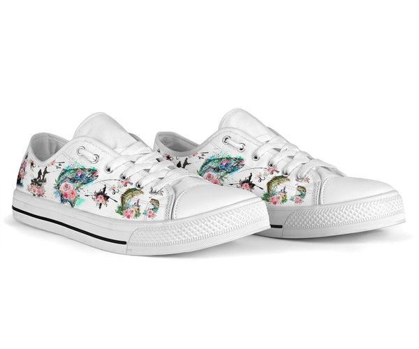 Fishing - Fish - Flowers - Low Top Shoe - Love Love Top Shoes