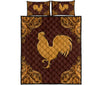 Chicken Flying Leather Carving Style Quilt Bed Set - Love Quilt Bedding Set