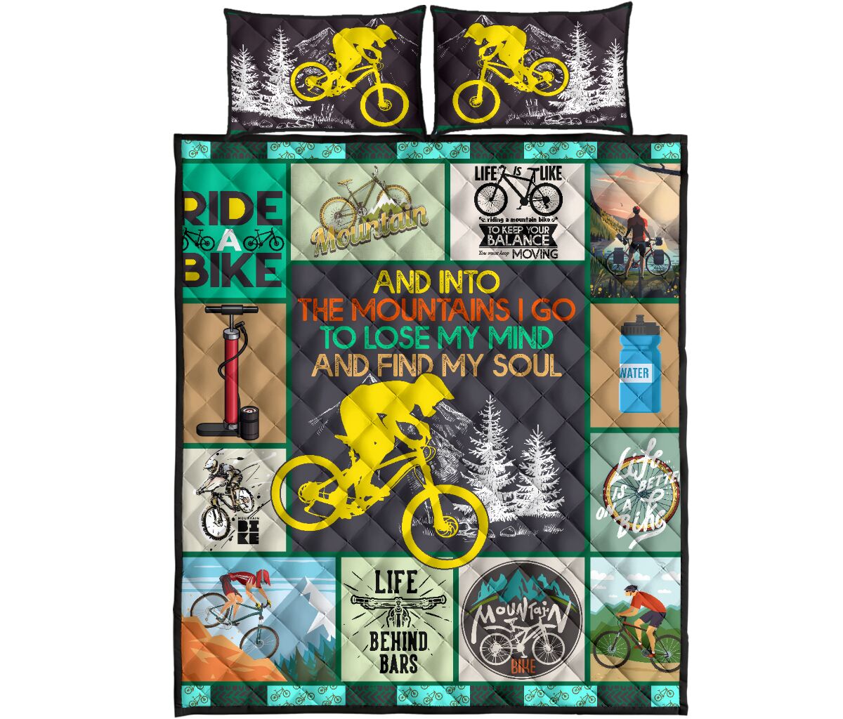 Yellow Mountain Bike - Bed Set - Love Quilt Bedding Set