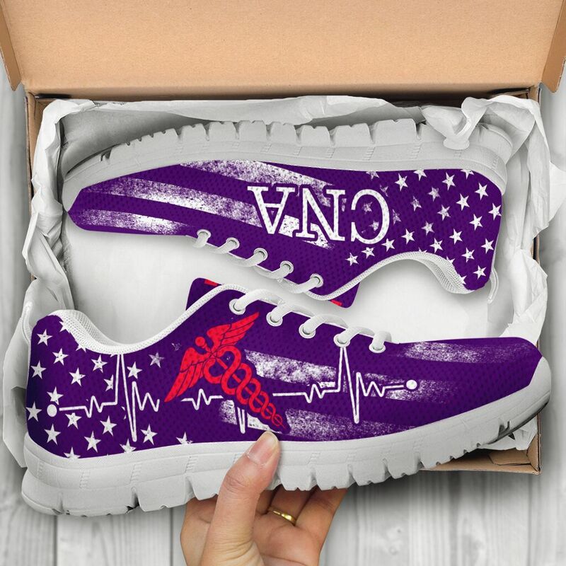 Cna American Flag- Dark Purple Sneakers, Runnin- Love Sneakers