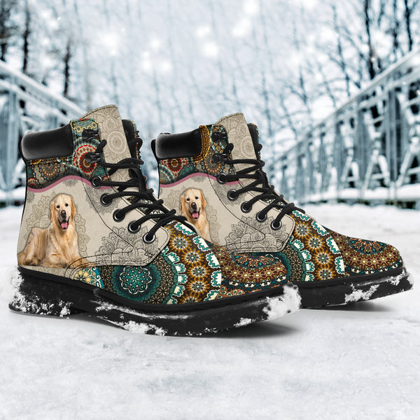 Golden Retriever - Vintage Mandala Asboot Sky - Love All Season Boots