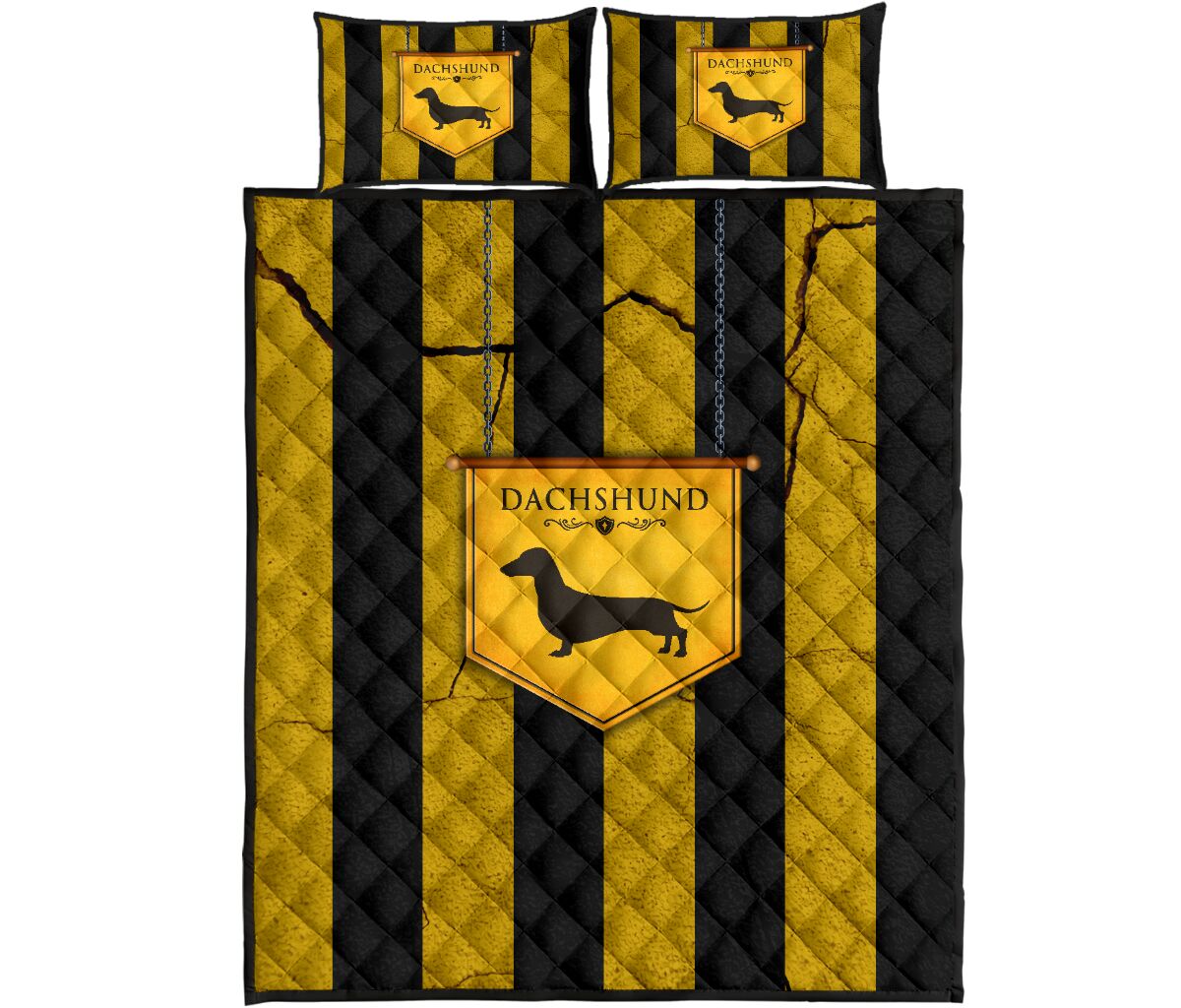 Dachshund Retro Yellow - Quilts Bed Set - Love Quilt Bedding Set