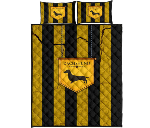 Dachshund Retro Yellow - Quilts Bed Set - Love Quilt Bedding Set