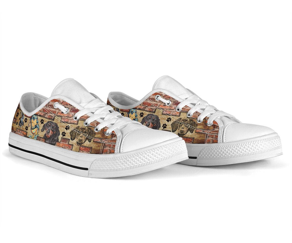Dachshund Brick Wall - Low Top Shoe - Love Love Top Shoes