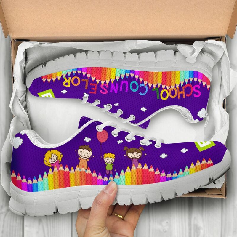 School Counselor Abc- Purple Sneakers, Runni- Love Sneakers