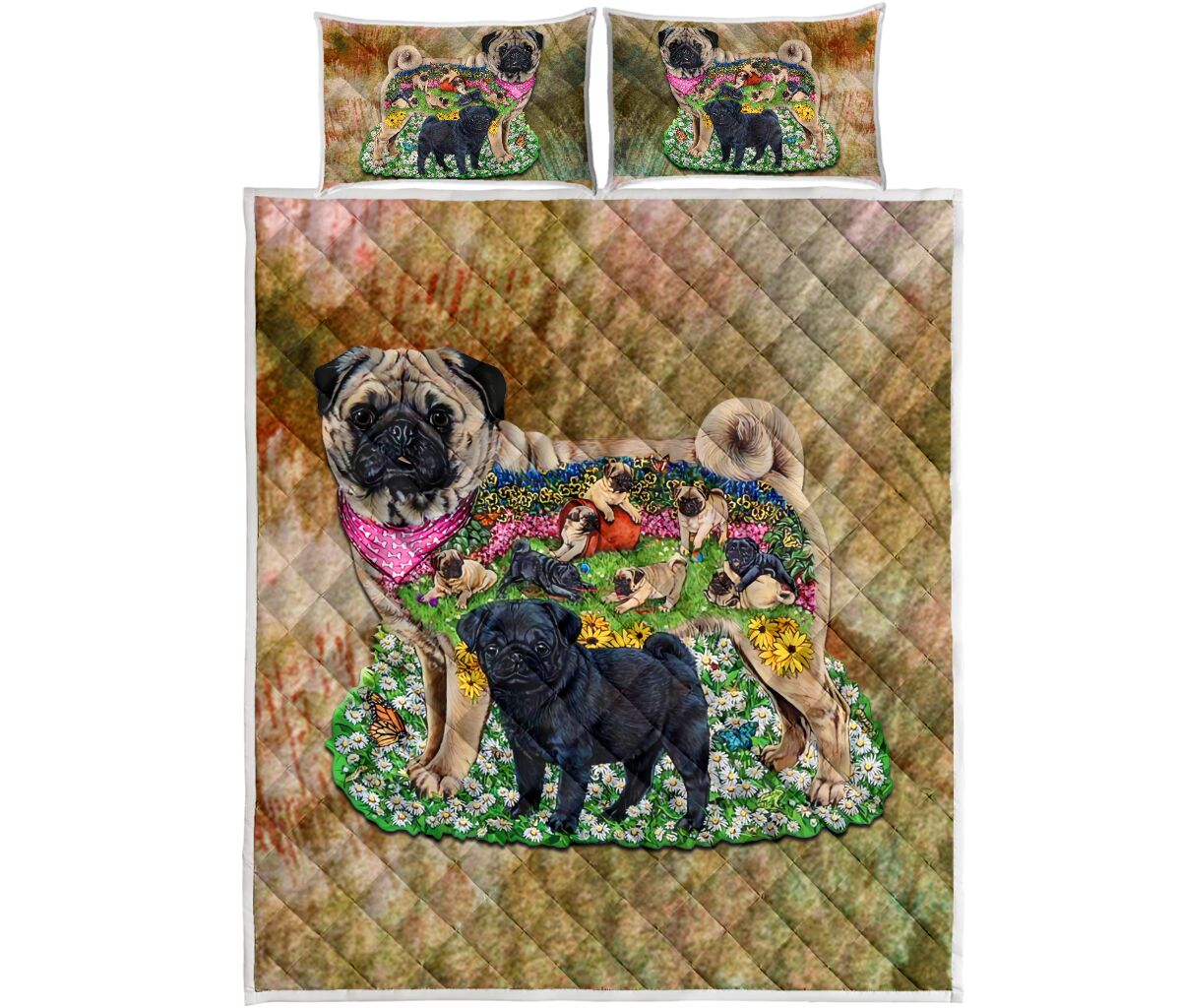 Pug Mom - Bed Set - Love Quilt Bedding Set