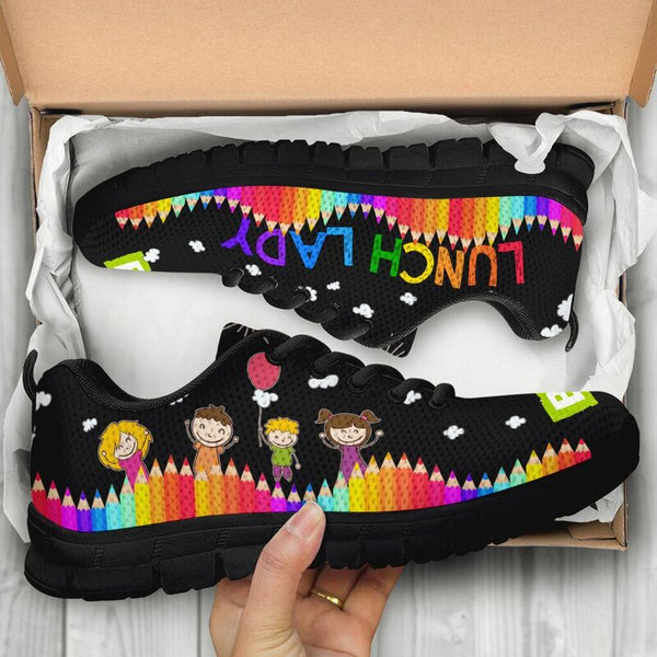 Lunch Lady Abc Black Shoes Sneakers, Running Shoes, Shoes For Women, Shoes For Men, Custom S- Love Sneakers