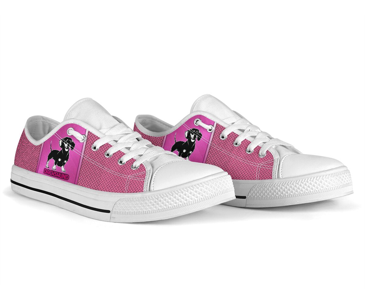 Dachshund Sliver Pink - Low Top Shoe - Love Love Top Shoes