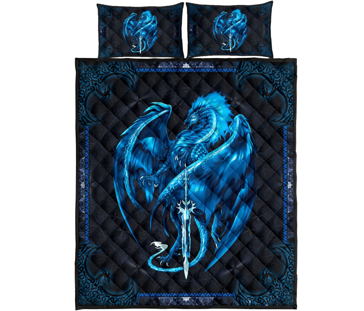 Dragon Mandala Style Quilt Bed Set 7- Love Quilt Bedding Set