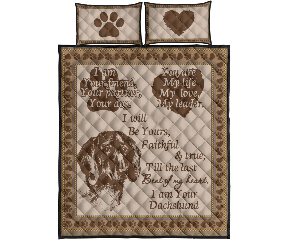 Dachshund Beat Of My Heart - Bed Set- Love Quilt Bedding Set
