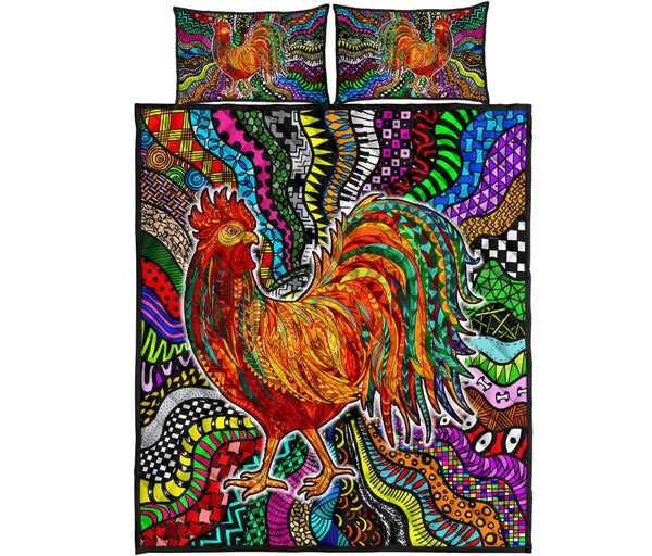 Chicken Colorful Style Quilt Bed Set - Love Quilt Bedding Set