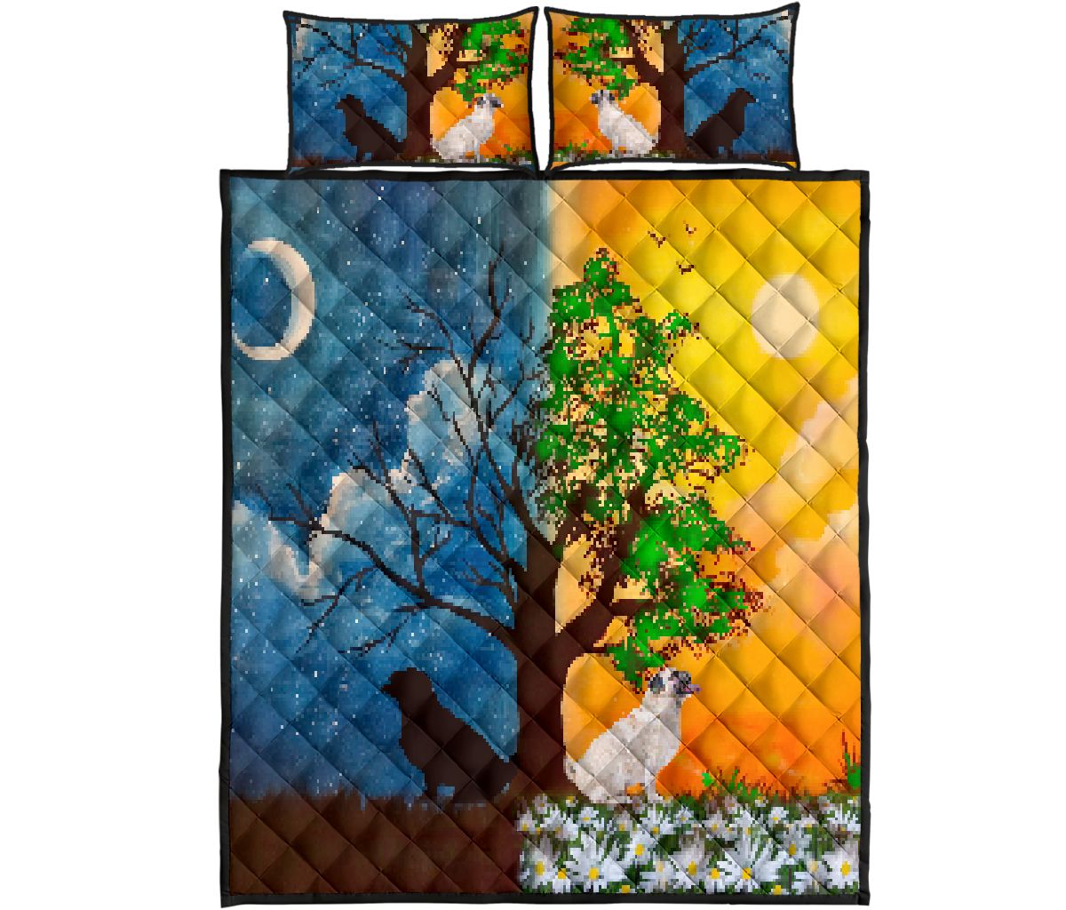 Pug Moon And Sun - Quilt Bed Set - Love Quilt Bedding Set