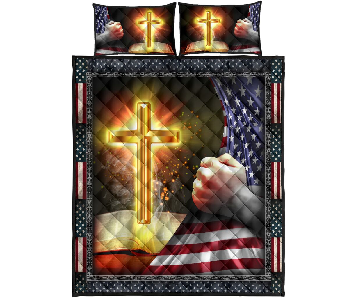 God - Us Flag - Quilt Bed Set 72 - Love Quilt Bedding Set