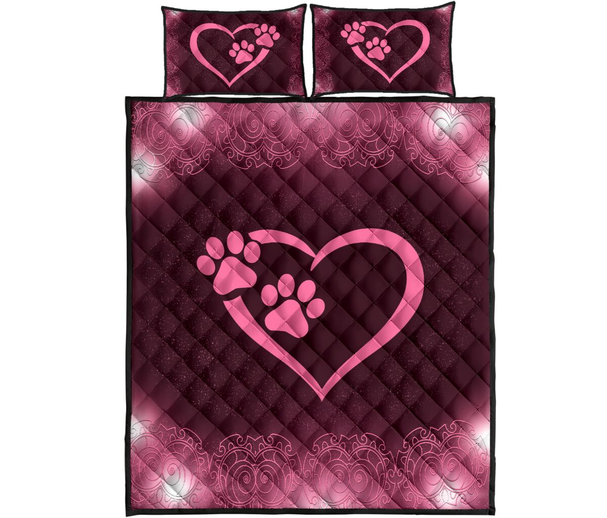 Dog Paw Heart Light - Bed Set - Love Quilt Bedding Set