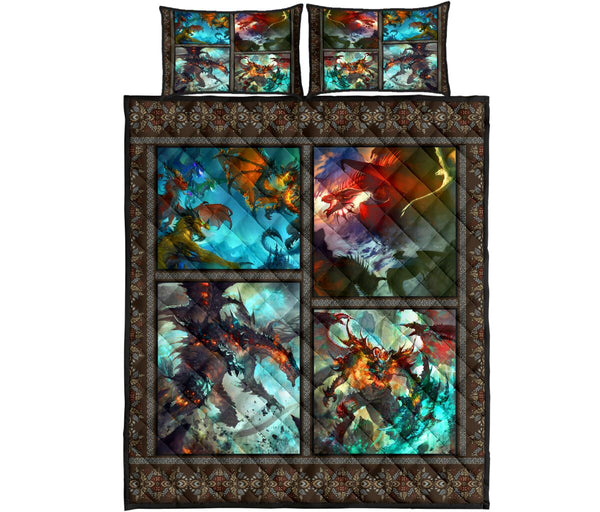 Love Dragon Quilt Bed Set 5- Love Quilt Bedding Set