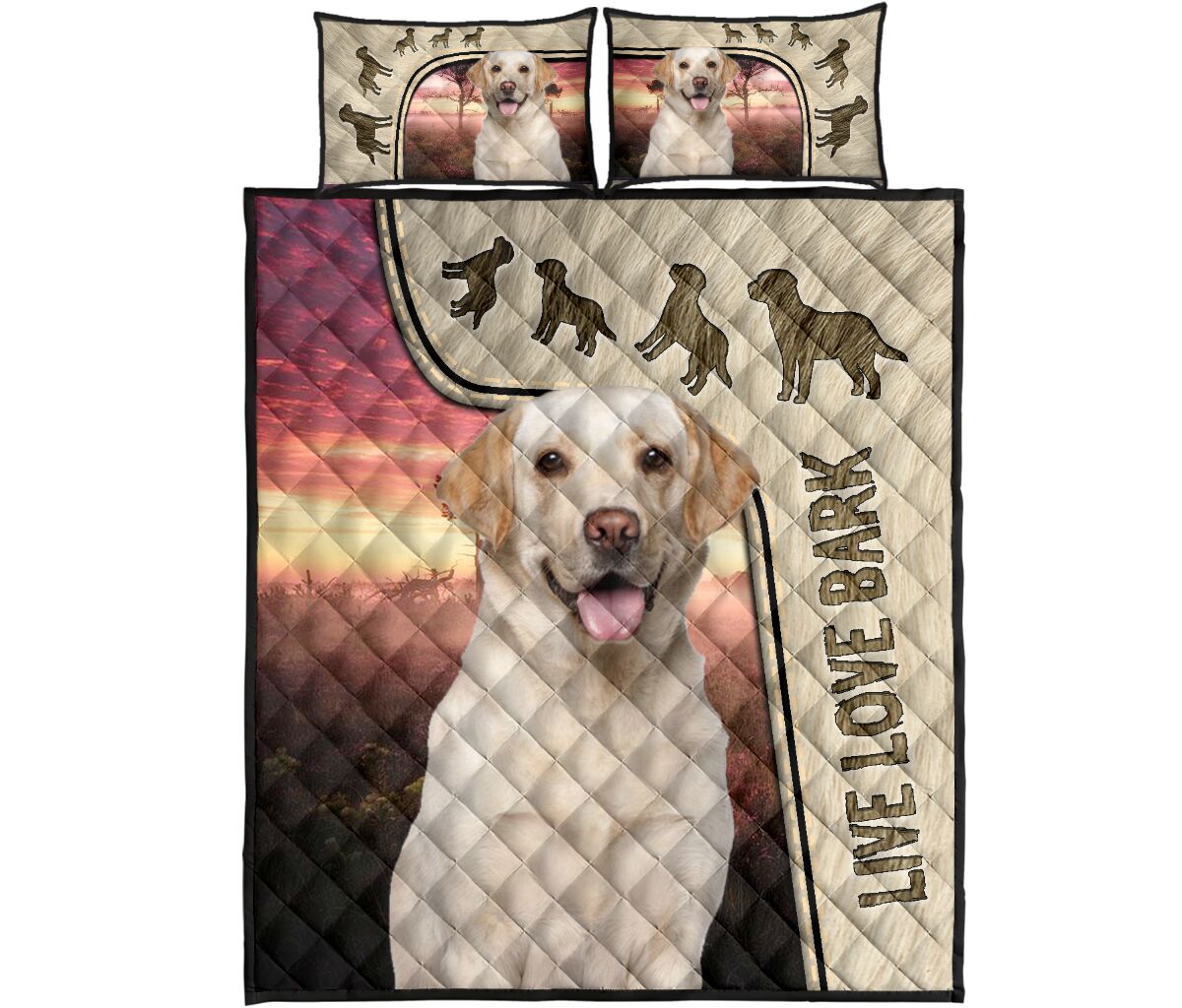 Live Love Bark Labrador- Bed Set - Love Quilt Bedding Set